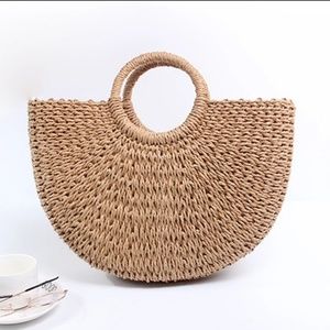 Sale💖👜👒Handmade Straw Braided Circular Handbag
